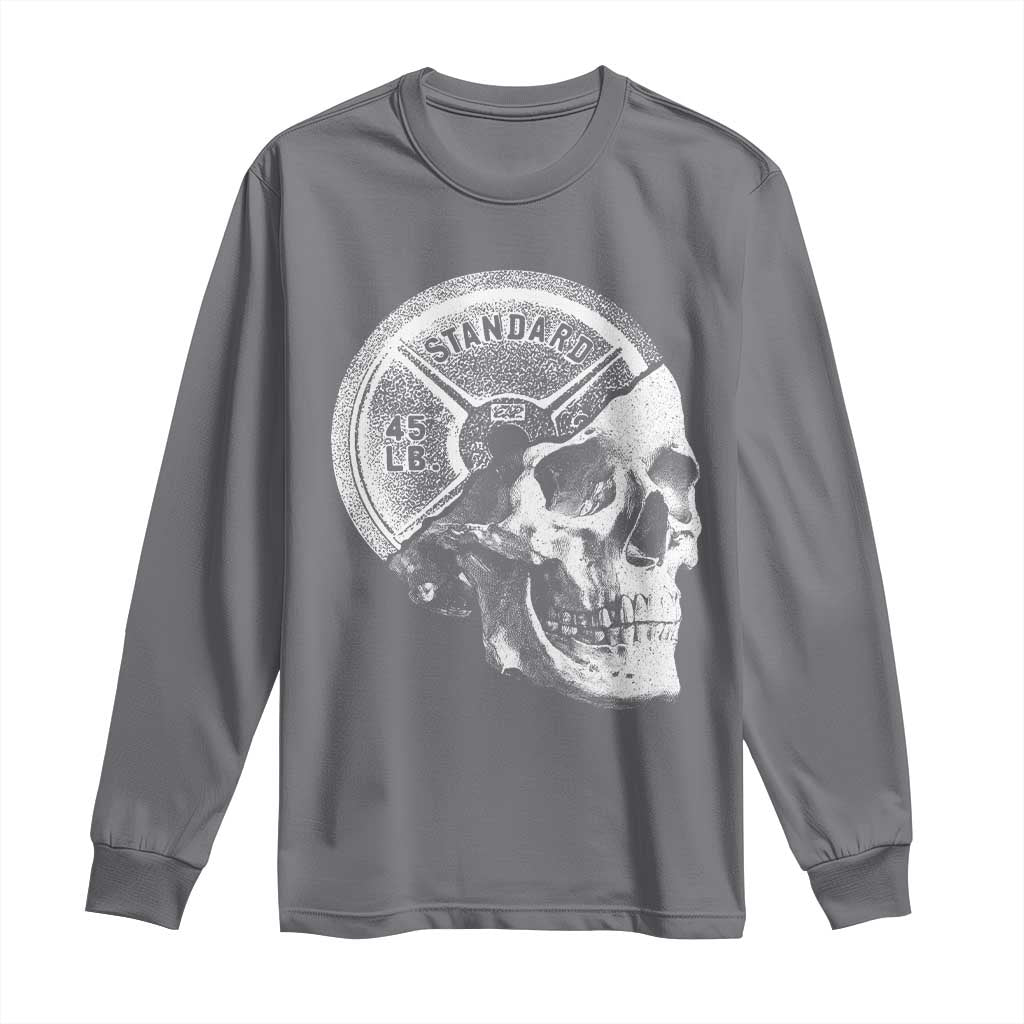 Skull 45 lbs Plate Weight Lifting Gym Workout Long Sleeve Shirt - Wonder Print Shop