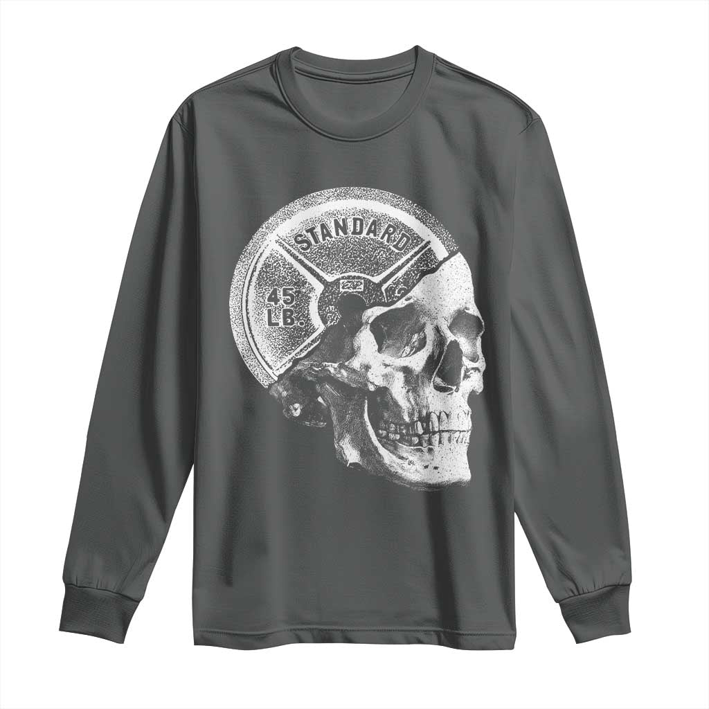 Skull 45 lbs Plate Weight Lifting Gym Workout Long Sleeve Shirt - Wonder Print Shop
