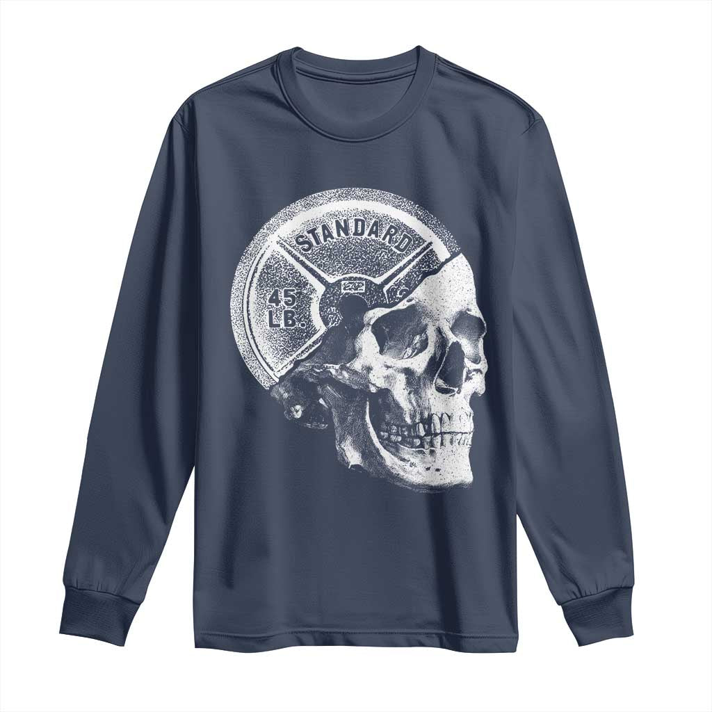 Skull 45 lbs Plate Weight Lifting Gym Workout Long Sleeve Shirt - Wonder Print Shop