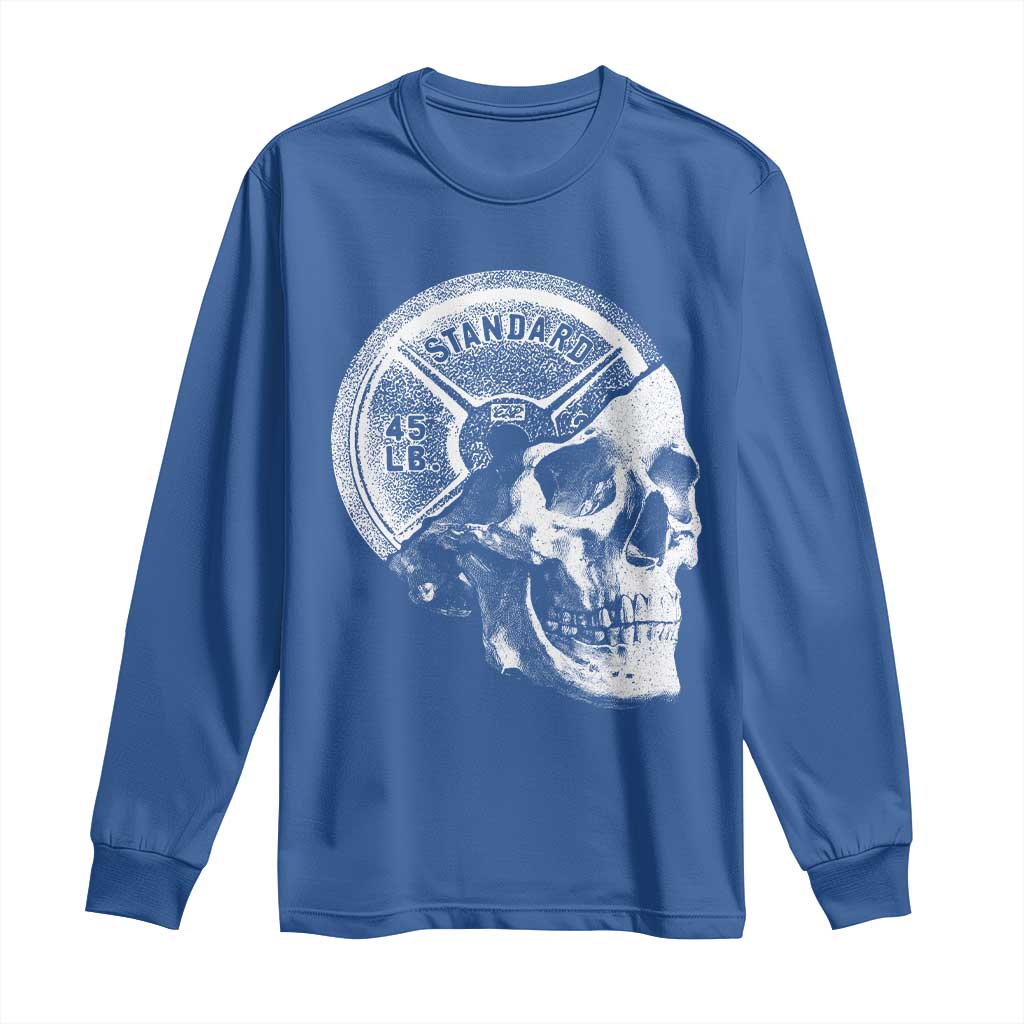 Skull 45 lbs Plate Weight Lifting Gym Workout Long Sleeve Shirt - Wonder Print Shop