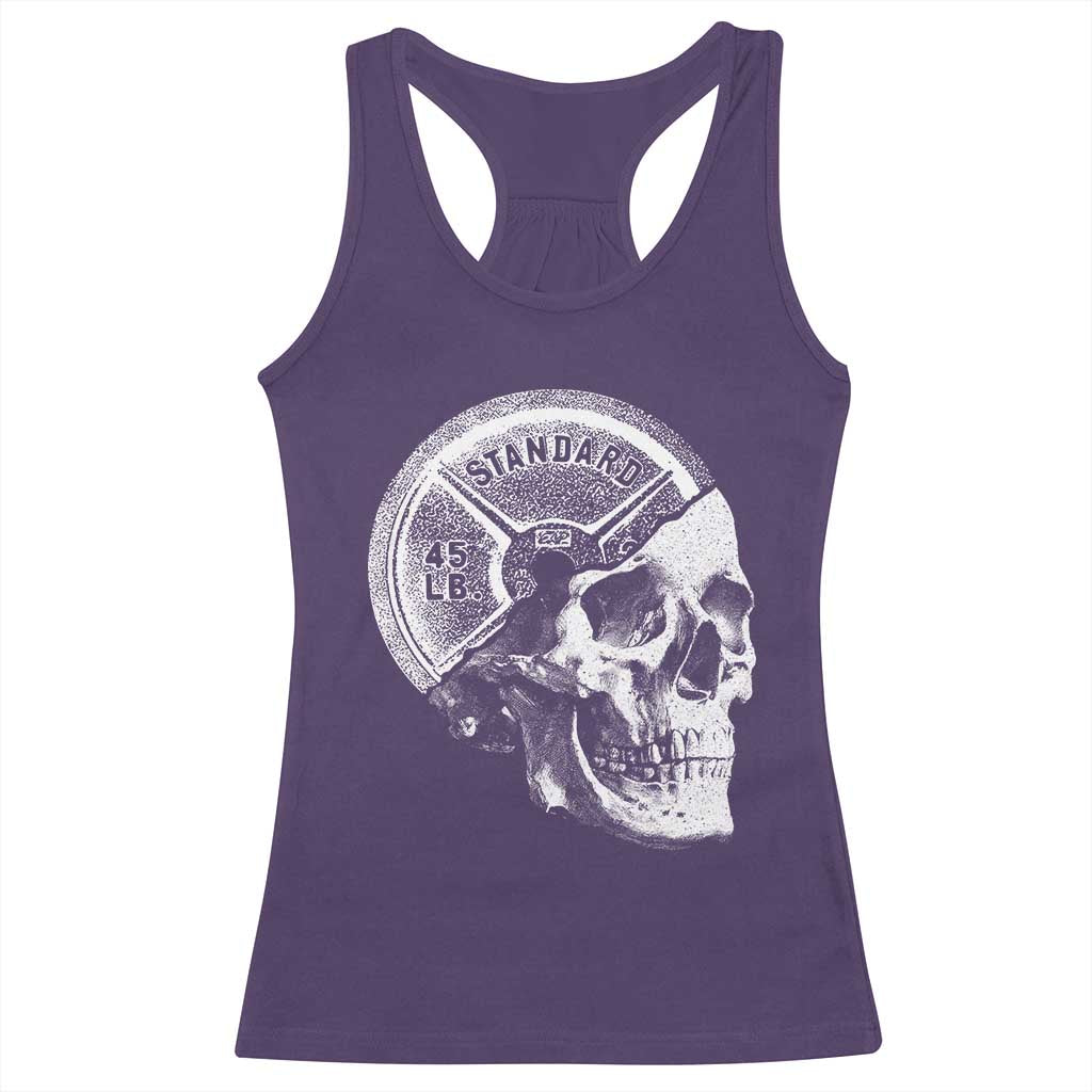 Skull 45 lbs Plate Weight Lifting Gym Workout Racerback Tank Top - Wonder Print Shop