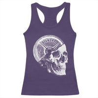 Skull 45 lbs Plate Weight Lifting Gym Workout Racerback Tank Top - Wonder Print Shop