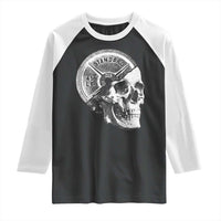 Skull 45 lbs Plate Weight Lifting Gym Workout Raglan Shirt - Wonder Print Shop