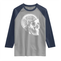 Skull 45 lbs Plate Weight Lifting Gym Workout Raglan Shirt - Wonder Print Shop