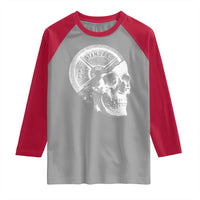 Skull 45 lbs Plate Weight Lifting Gym Workout Raglan Shirt - Wonder Print Shop