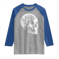 Skull 45 lbs Plate Weight Lifting Gym Workout Raglan Shirt - Wonder Print Shop
