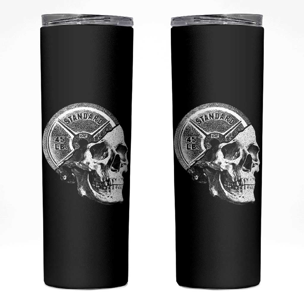 Skull 45 lbs Plate Weight Lifting Gym Workout Skinny Tumbler - Wonder Print Shop
