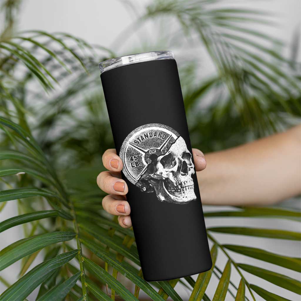 Skull 45 lbs Plate Weight Lifting Gym Workout Skinny Tumbler - Wonder Print Shop