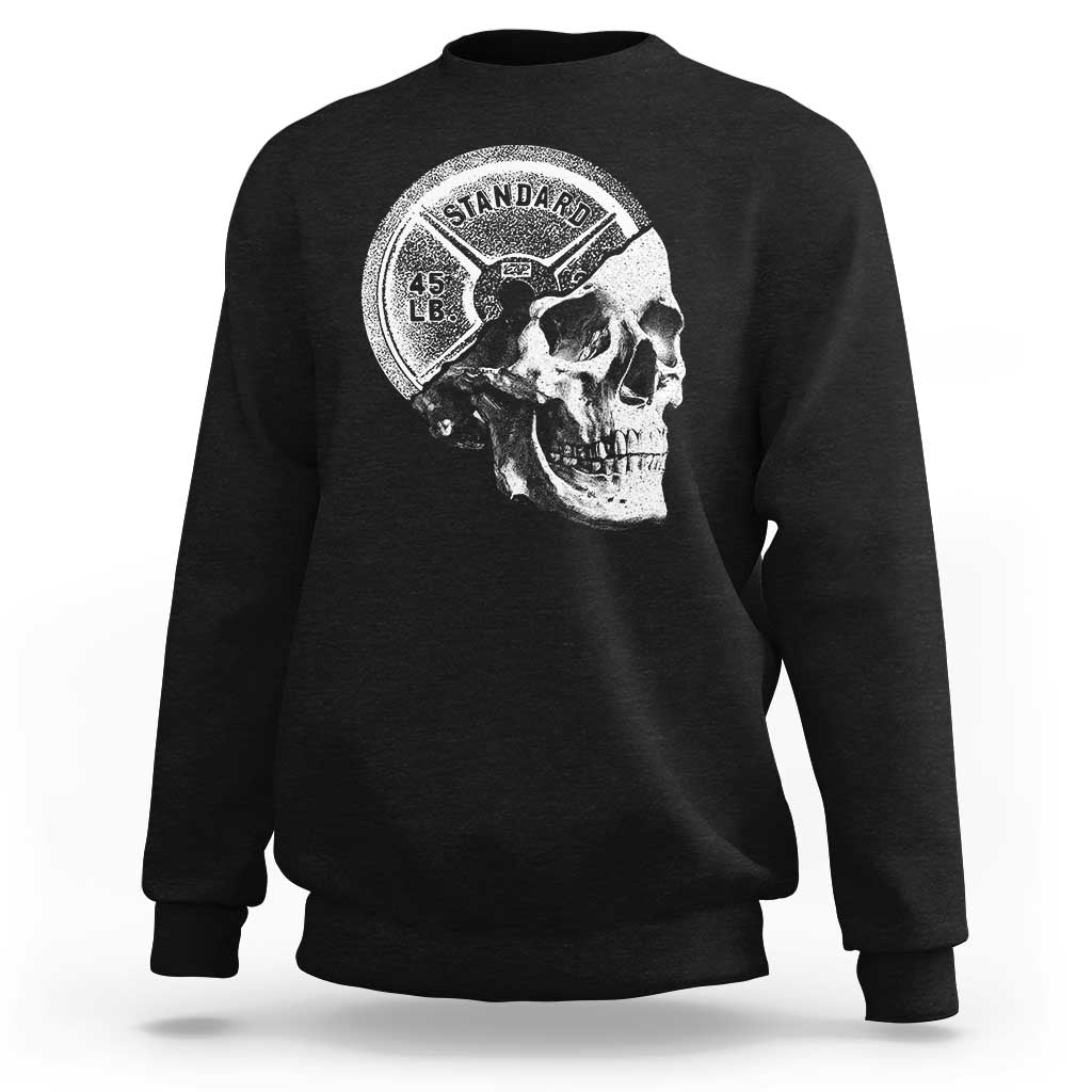 Skull 45 lbs Plate Weight Lifting Gym Workout Sweatshirt - Wonder Print Shop
