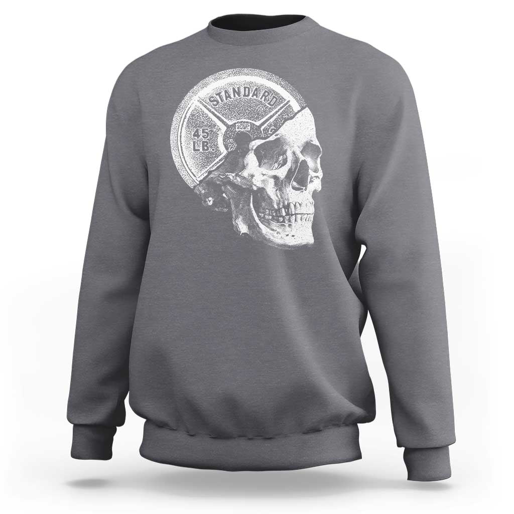 Skull 45 lbs Plate Weight Lifting Gym Workout Sweatshirt - Wonder Print Shop