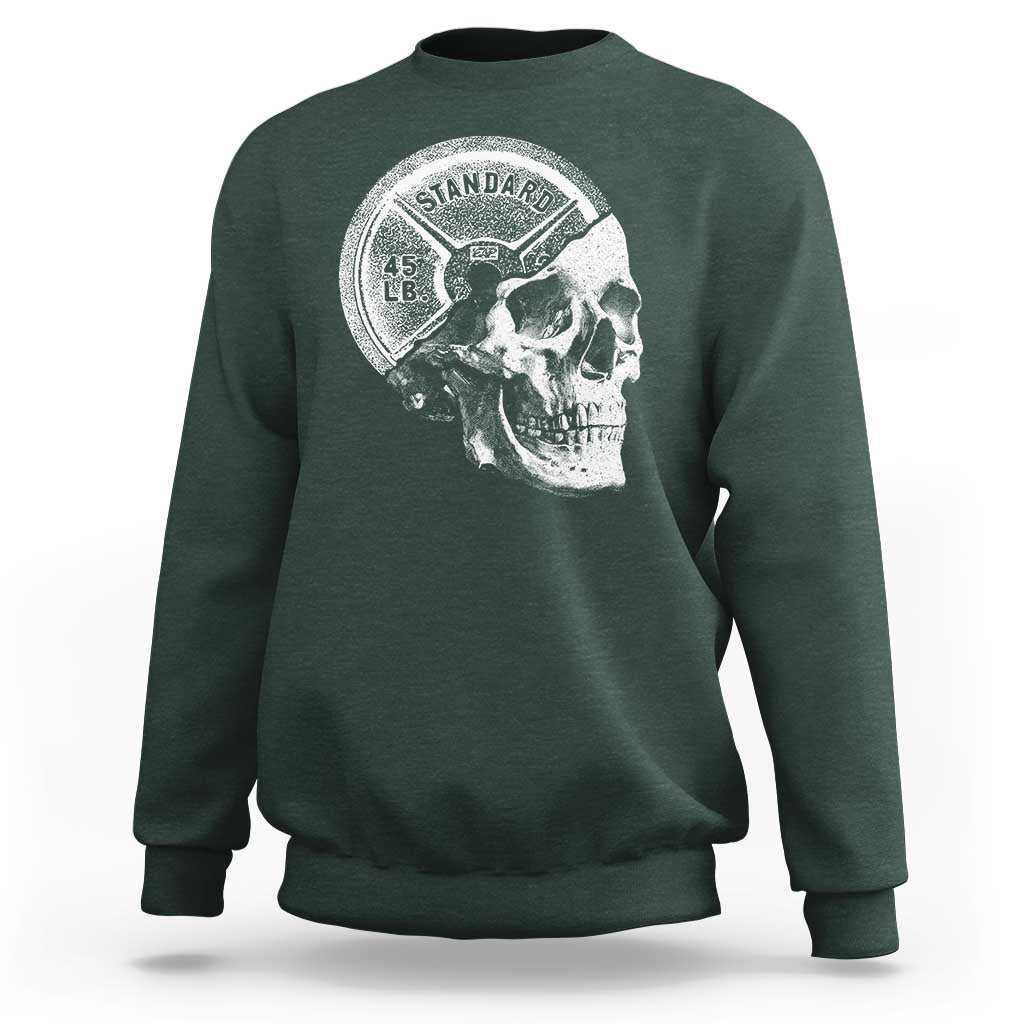 Skull 45 lbs Plate Weight Lifting Gym Workout Sweatshirt - Wonder Print Shop