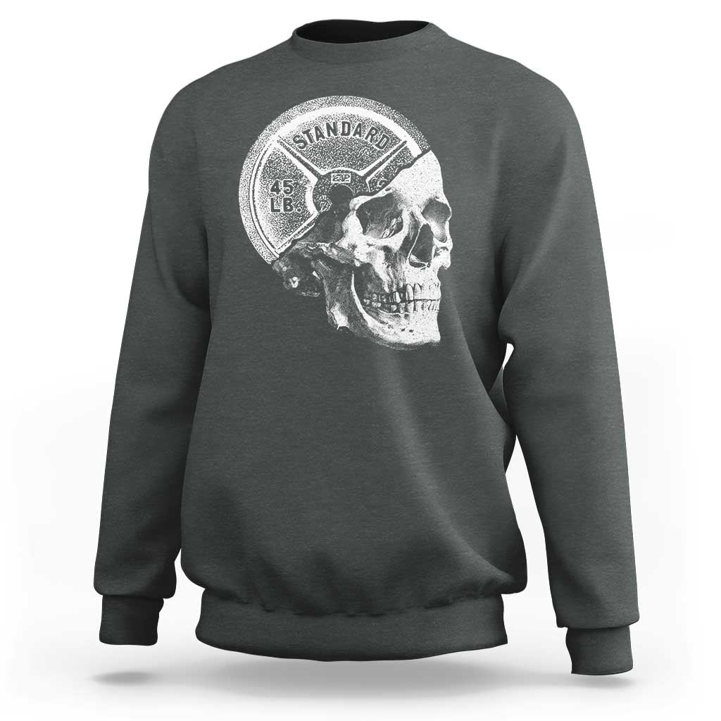 Skull 45 lbs Plate Weight Lifting Gym Workout Sweatshirt - Wonder Print Shop