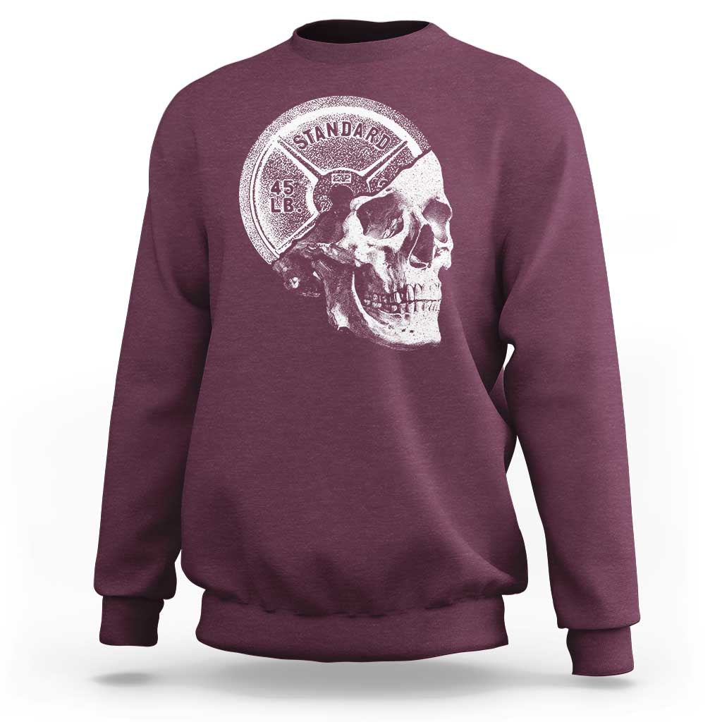 Skull 45 lbs Plate Weight Lifting Gym Workout Sweatshirt - Wonder Print Shop