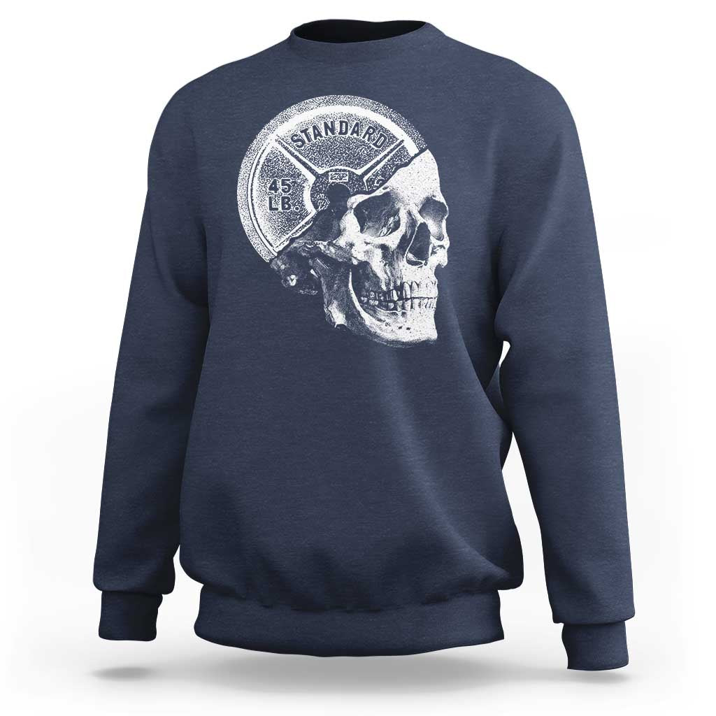 Skull 45 lbs Plate Weight Lifting Gym Workout Sweatshirt - Wonder Print Shop