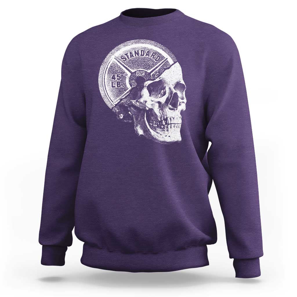 Skull 45 lbs Plate Weight Lifting Gym Workout Sweatshirt - Wonder Print Shop