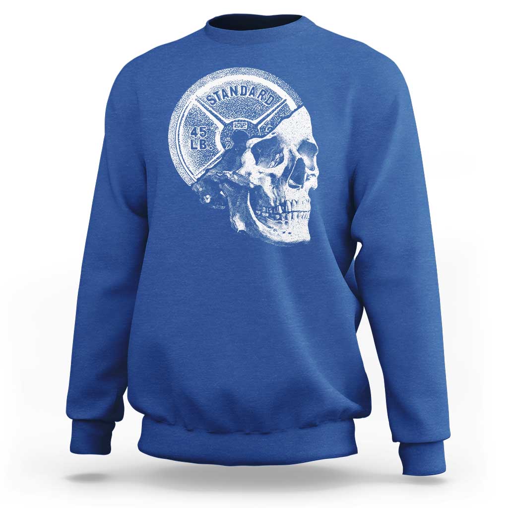 Skull 45 lbs Plate Weight Lifting Gym Workout Sweatshirt - Wonder Print Shop