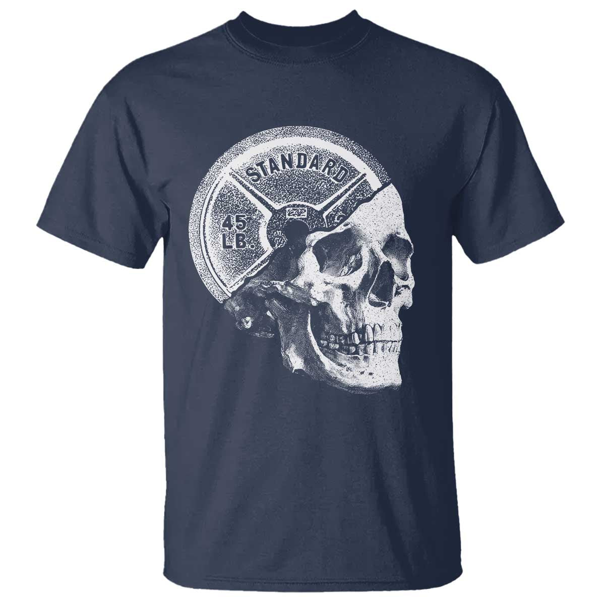 Skull 45 lbs Plate Weight Lifting Gym Workout T Shirt - Wonder Print Shop