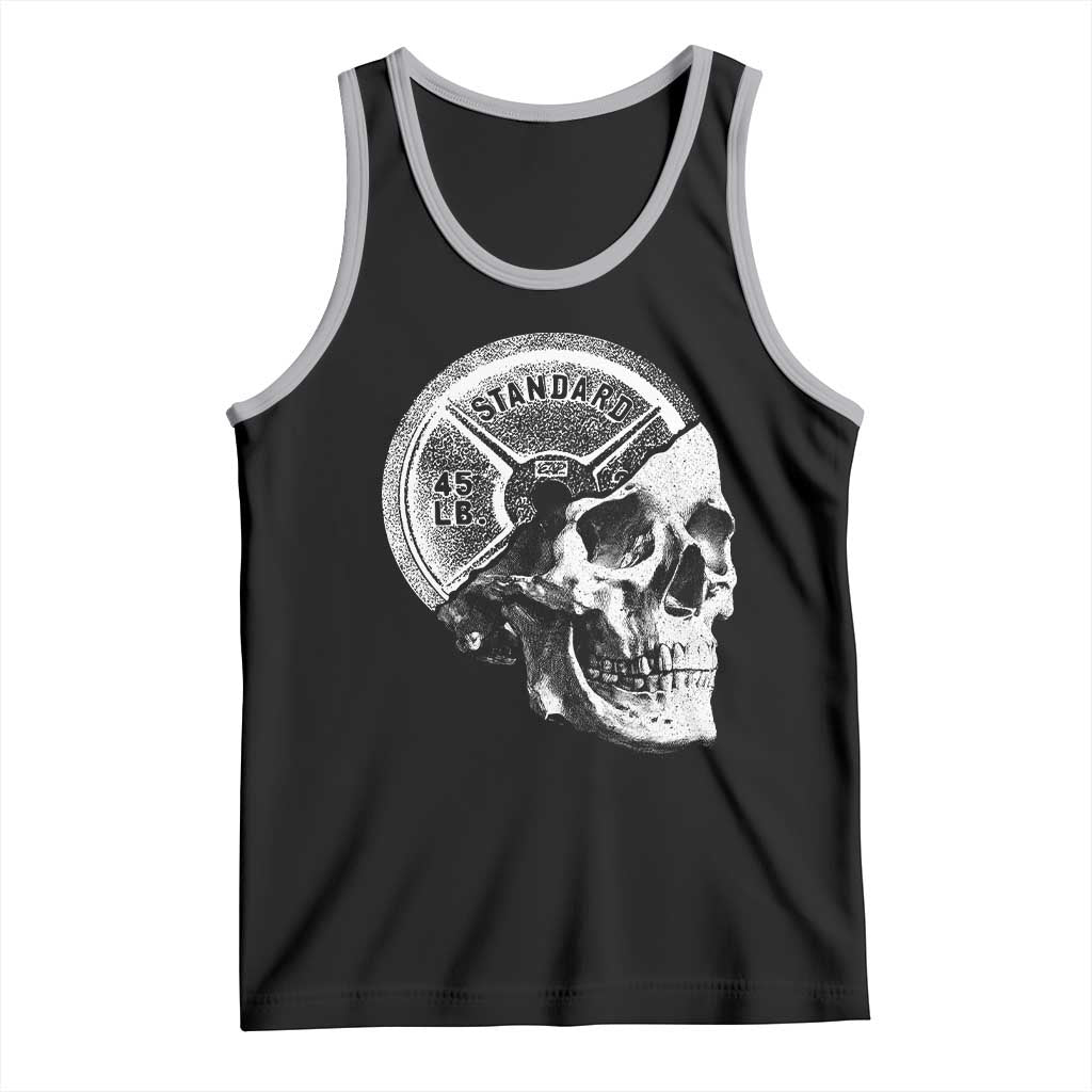 Skull 45 lbs Plate Weight Lifting Gym Workout Tank Top - Wonder Print Shop