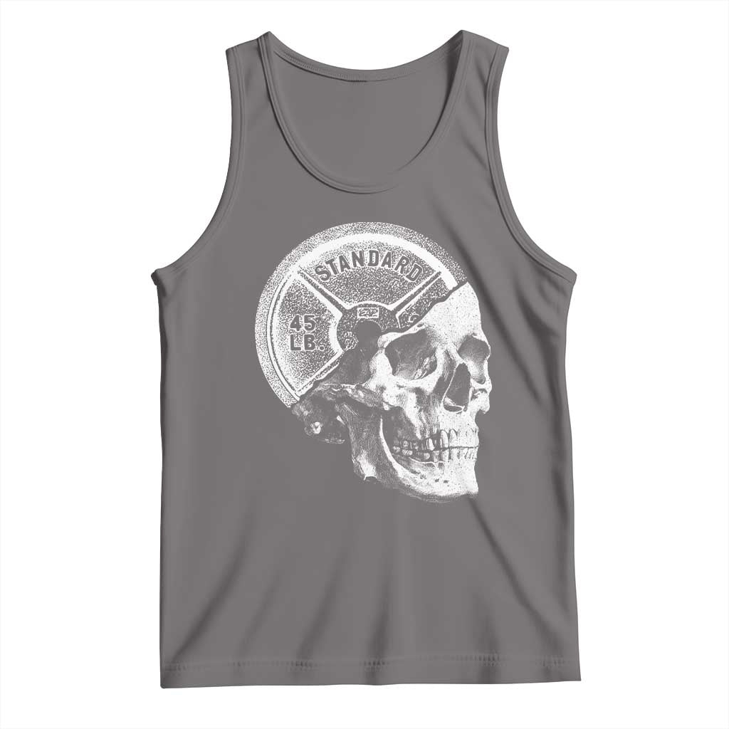 Skull 45 lbs Plate Weight Lifting Gym Workout Tank Top - Wonder Print Shop
