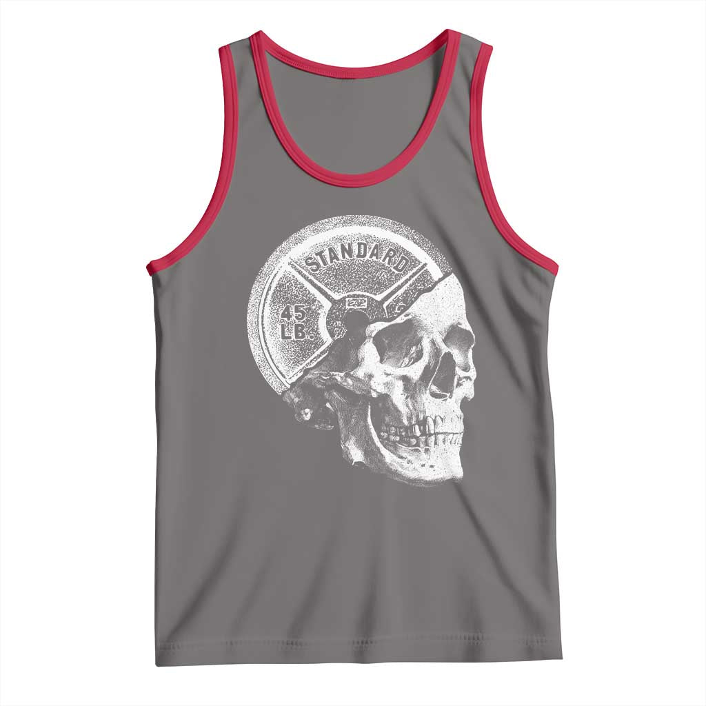 Skull 45 lbs Plate Weight Lifting Gym Workout Tank Top - Wonder Print Shop