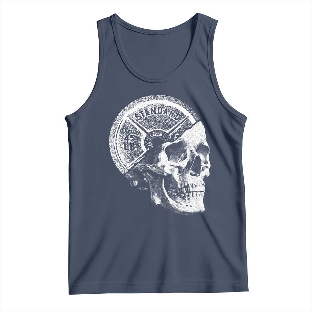 Skull 45 lbs Plate Weight Lifting Gym Workout Tank Top - Wonder Print Shop