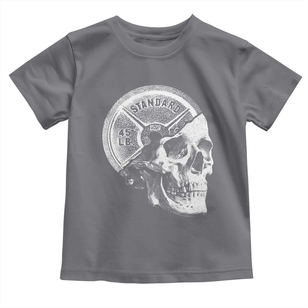 Skull 45 lbs Plate Weight Lifting Gym Workout Toddler T Shirt - Wonder Print Shop