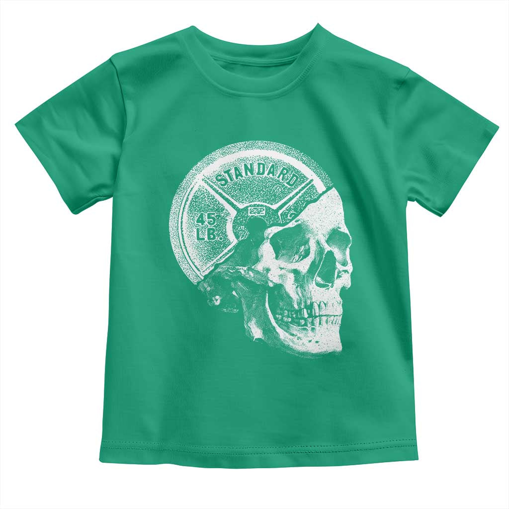 Skull 45 lbs Plate Weight Lifting Gym Workout Toddler T Shirt - Wonder Print Shop