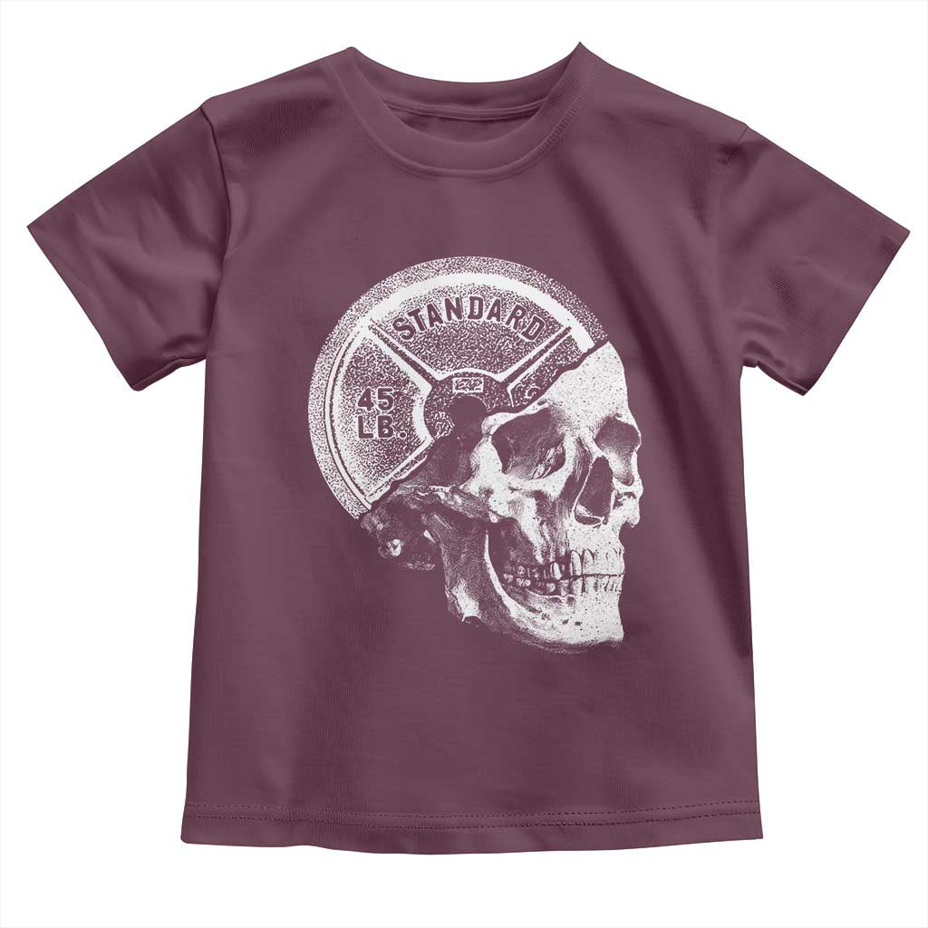 Skull 45 lbs Plate Weight Lifting Gym Workout Toddler T Shirt - Wonder Print Shop