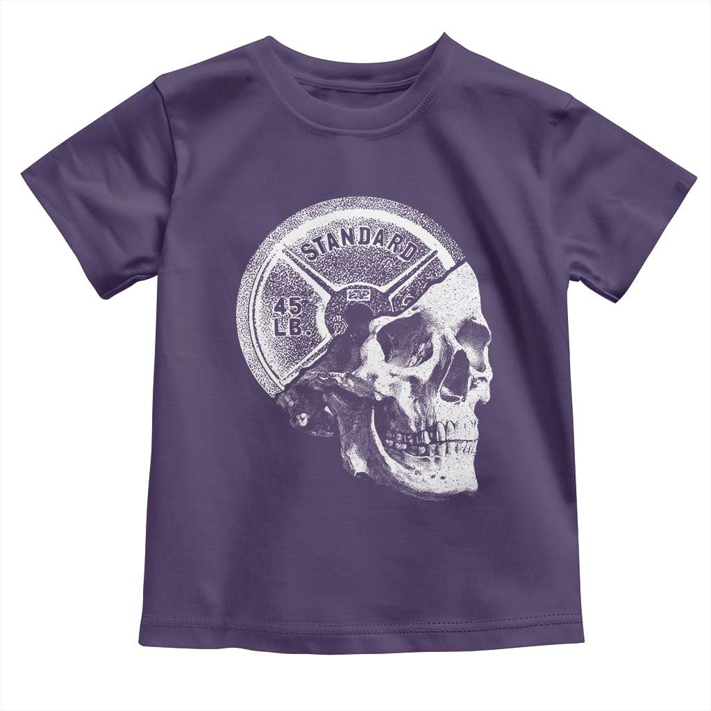 Skull 45 lbs Plate Weight Lifting Gym Workout Toddler T Shirt - Wonder Print Shop