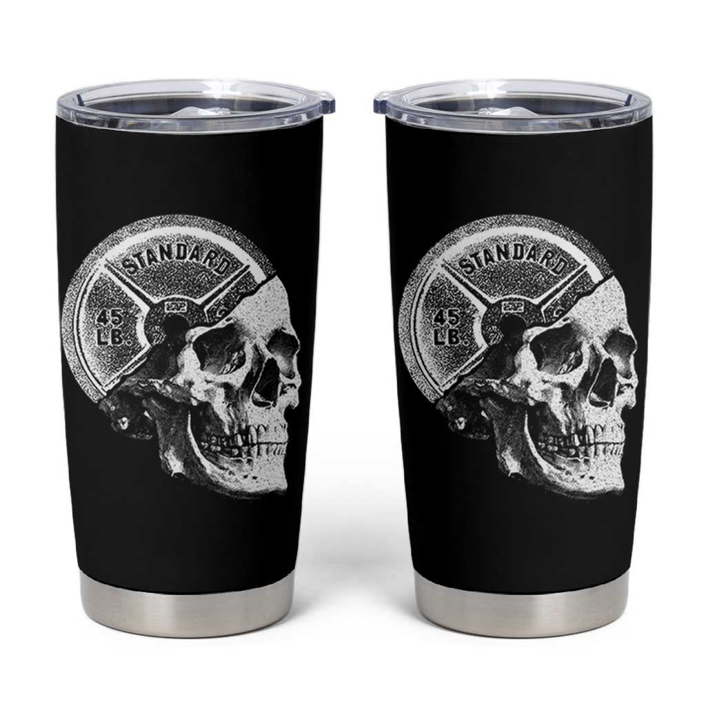 Skull 45 lbs Plate Weight Lifting Gym Workout Tumbler Cup - Wonder Print Shop