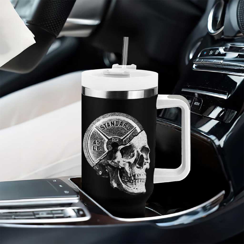 Skull 45 lbs Plate Weight Lifting Gym Workout Tumbler With Handle - Wonder Print Shop