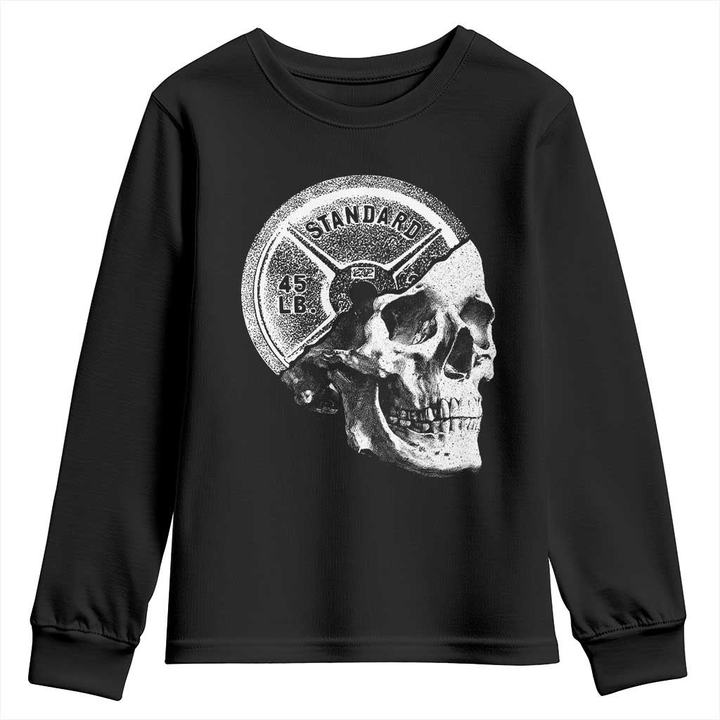 Skull 45 lbs Plate Weight Lifting Gym Workout Youth Sweatshirt - Wonder Print Shop