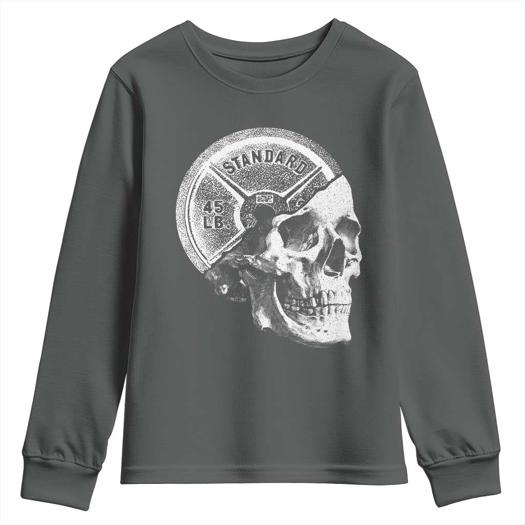Skull 45 lbs Plate Weight Lifting Gym Workout Youth Sweatshirt - Wonder Print Shop