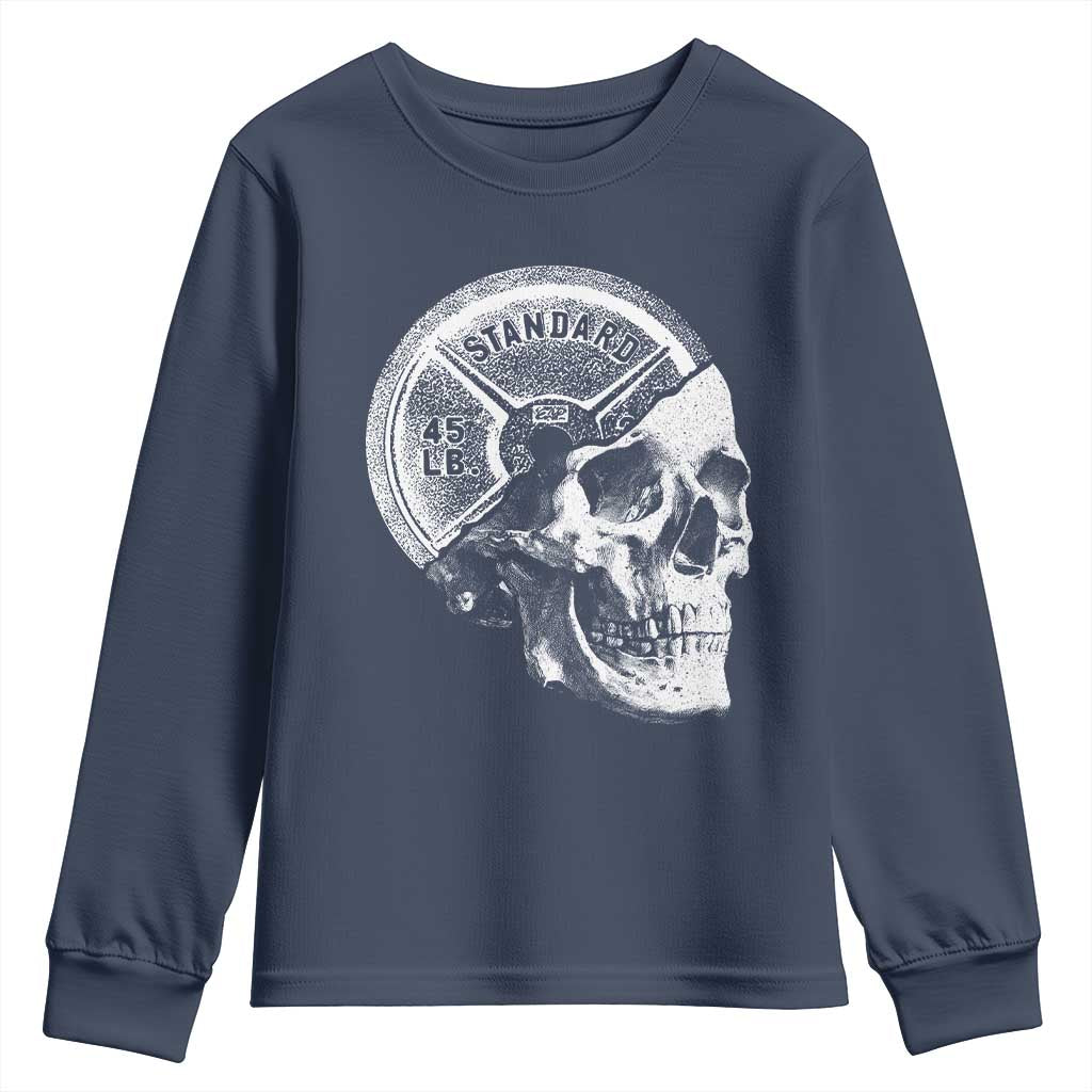 Skull 45 lbs Plate Weight Lifting Gym Workout Youth Sweatshirt - Wonder Print Shop