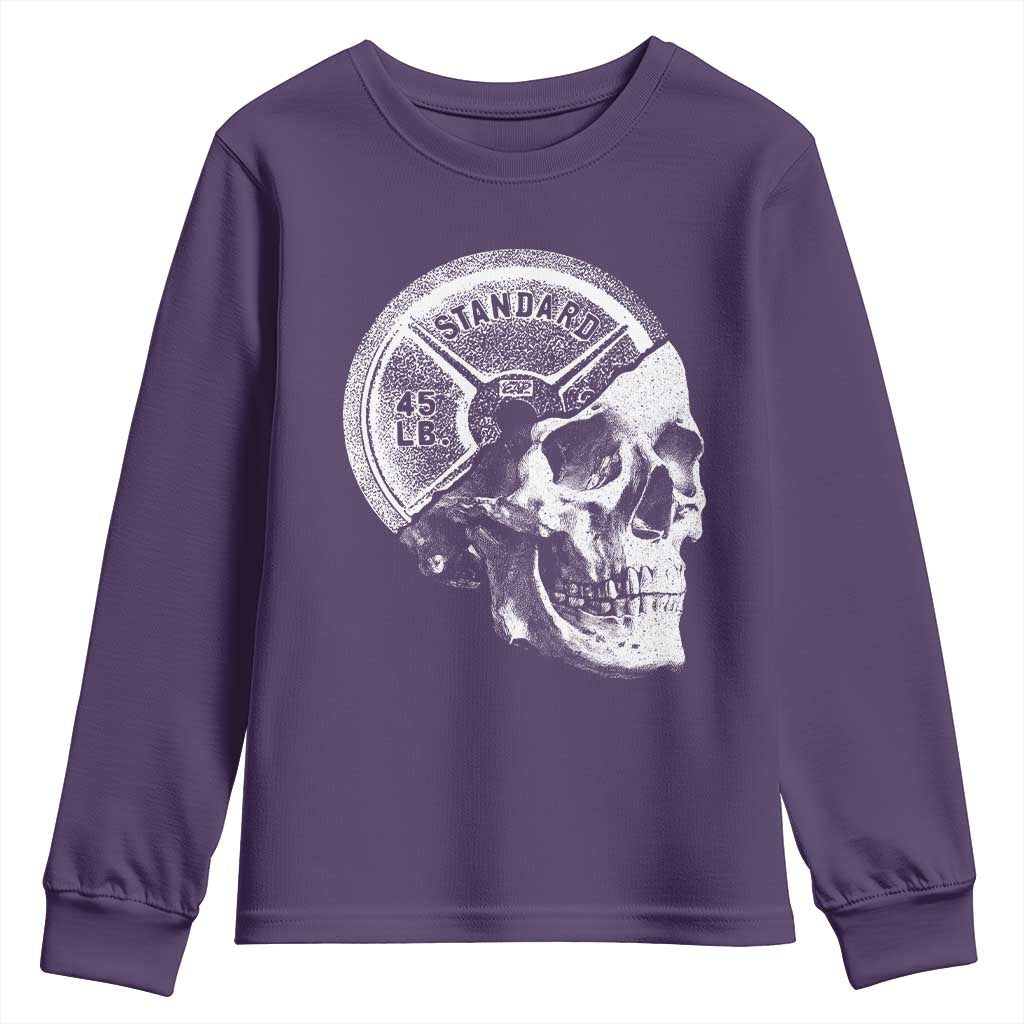 Skull 45 lbs Plate Weight Lifting Gym Workout Youth Sweatshirt - Wonder Print Shop