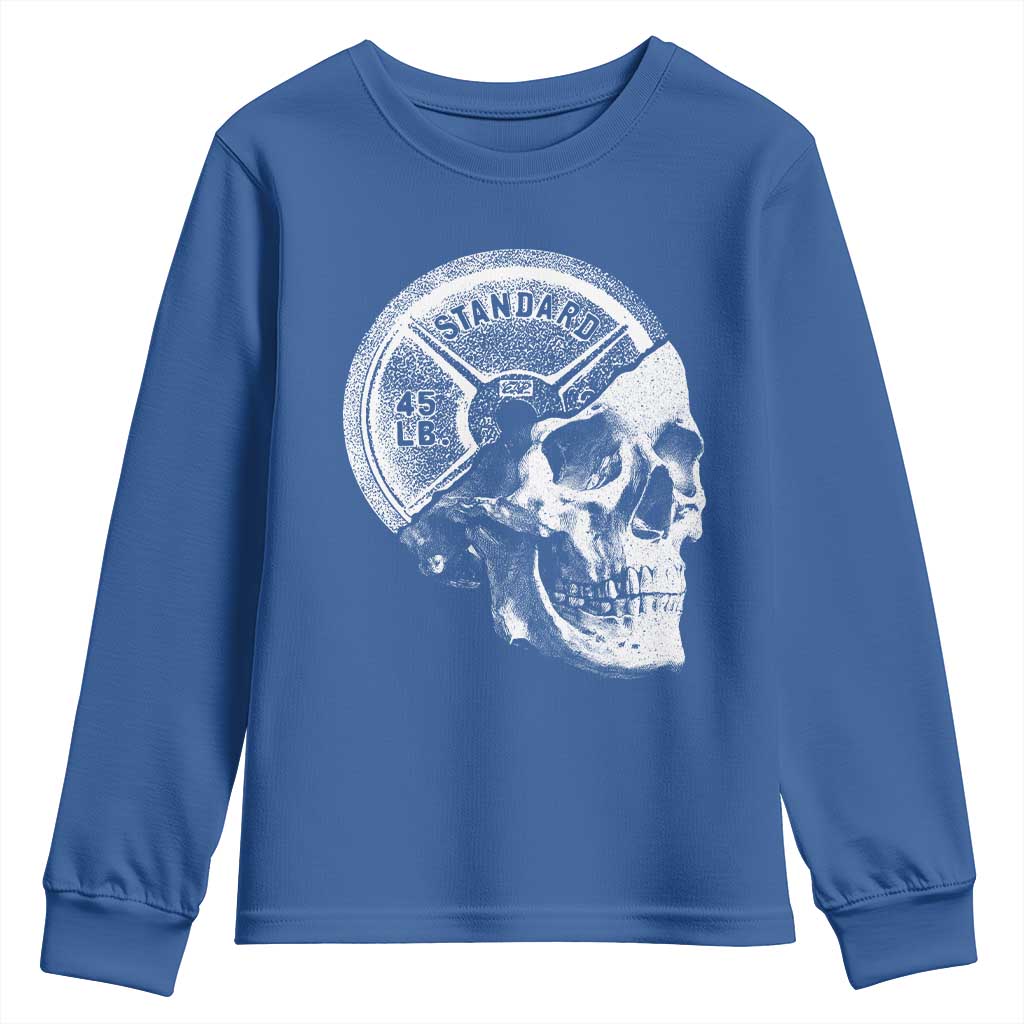 Skull 45 lbs Plate Weight Lifting Gym Workout Youth Sweatshirt - Wonder Print Shop