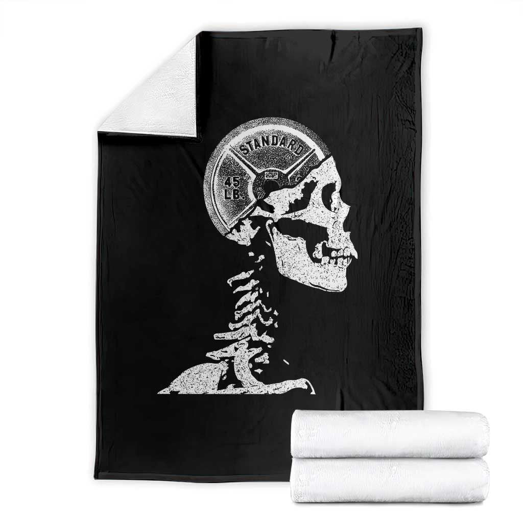 Funny Skeleton 45 lbs Plate Weight Lifting Gym Working Out Throw Blanket - Wonder Print Shop