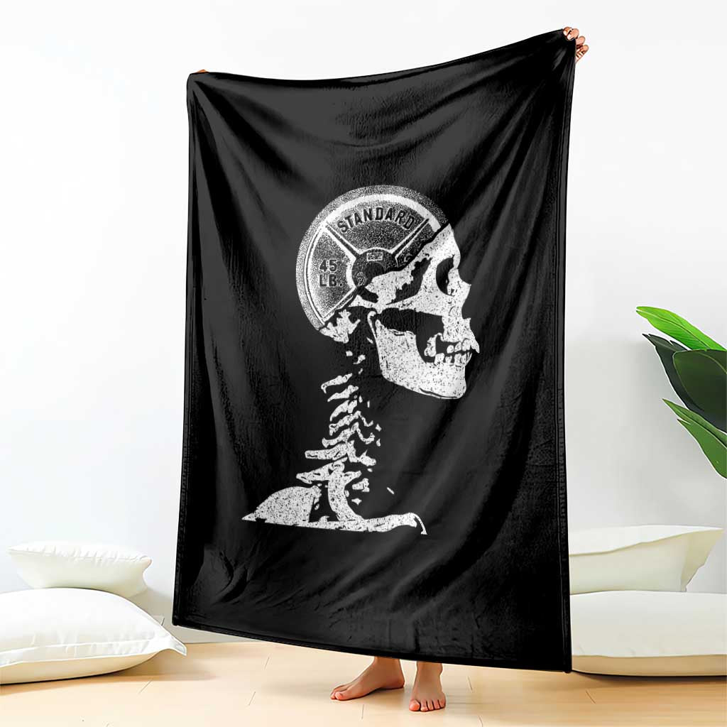 Funny Skeleton 45 lbs Plate Weight Lifting Gym Working Out Throw Blanket - Wonder Print Shop