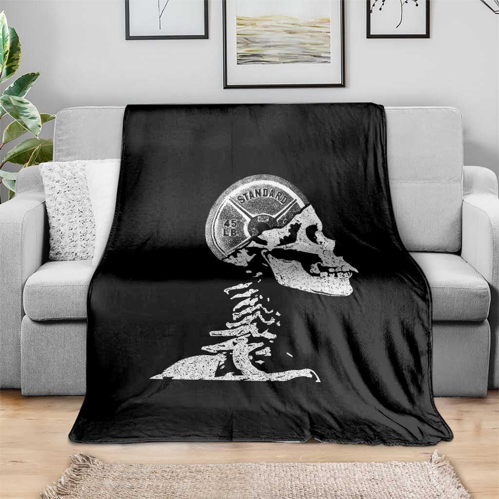 Funny Skeleton 45 lbs Plate Weight Lifting Gym Working Out Throw Blanket - Wonder Print Shop
