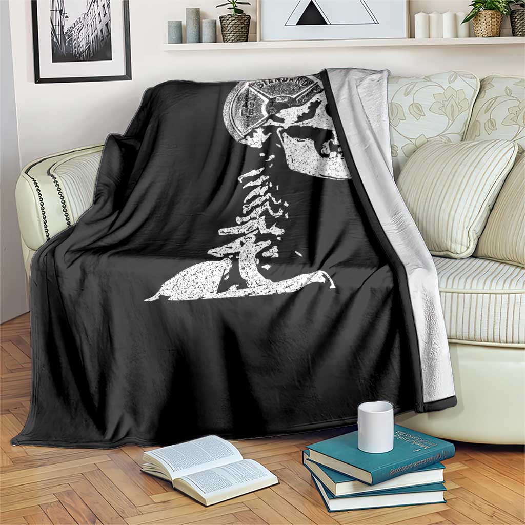 Funny Skeleton 45 lbs Plate Weight Lifting Gym Working Out Throw Blanket - Wonder Print Shop