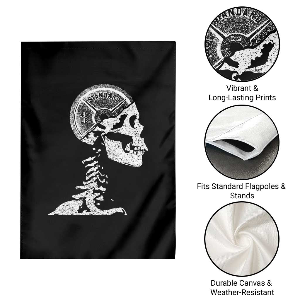 Funny Skeleton 45 lbs Plate Weight Lifting Gym Working Out Garden Flag - Wonder Print Shop