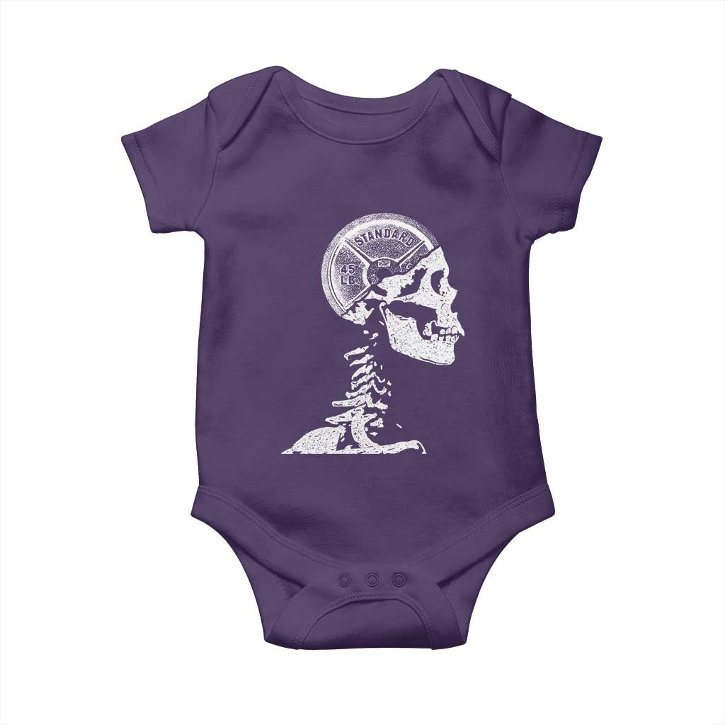 Funny Skeleton 45 lbs Plate Weight Lifting Gym Working Out Baby Onesie - Wonder Print Shop