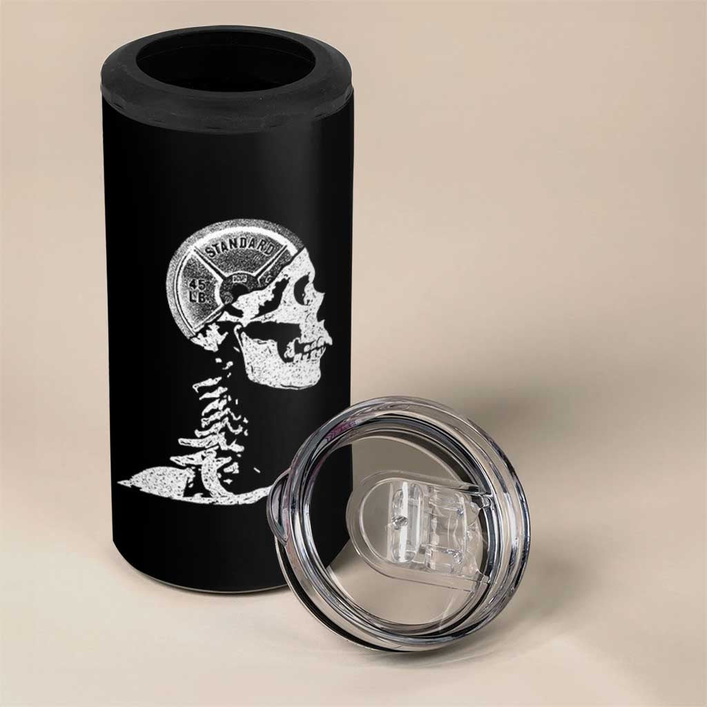 Funny Skeleton 45 lbs Plate Weight Lifting Gym Working Out 4 in 1 Can Cooler Tumbler - Wonder Print Shop