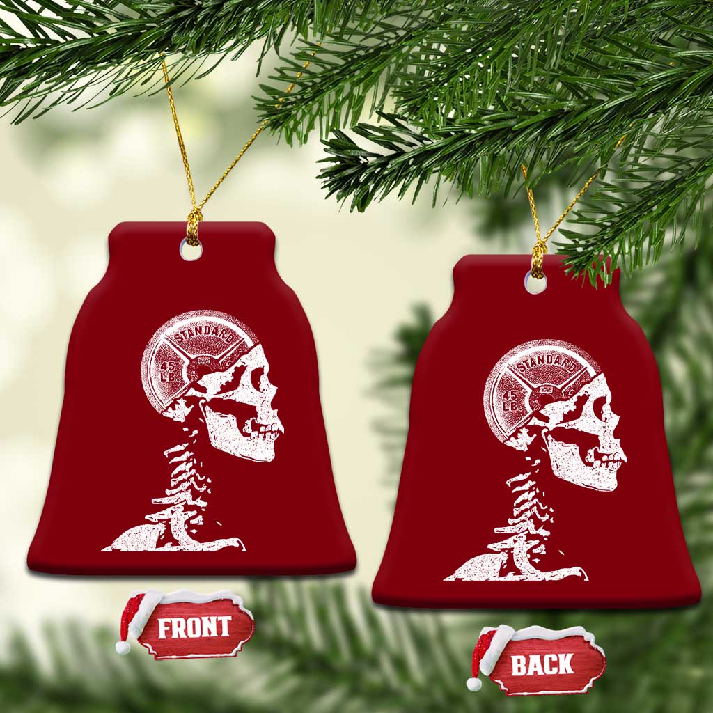 Funny Skeleton 45 lbs Plate Weight Lifting Gym Working Out Ceramic Ornament - Wonder Print Shop