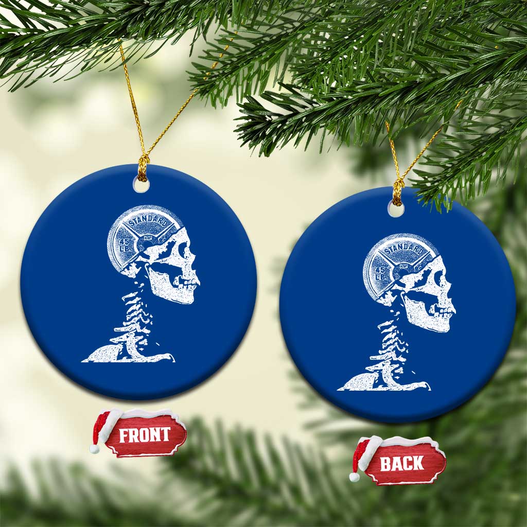 Funny Skeleton 45 lbs Plate Weight Lifting Gym Working Out Ceramic Ornament - Wonder Print Shop