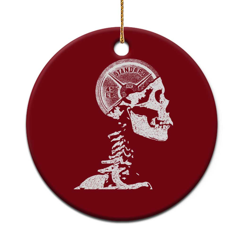 Funny Skeleton 45 lbs Plate Weight Lifting Gym Working Out Ceramic Ornament - Wonder Print Shop