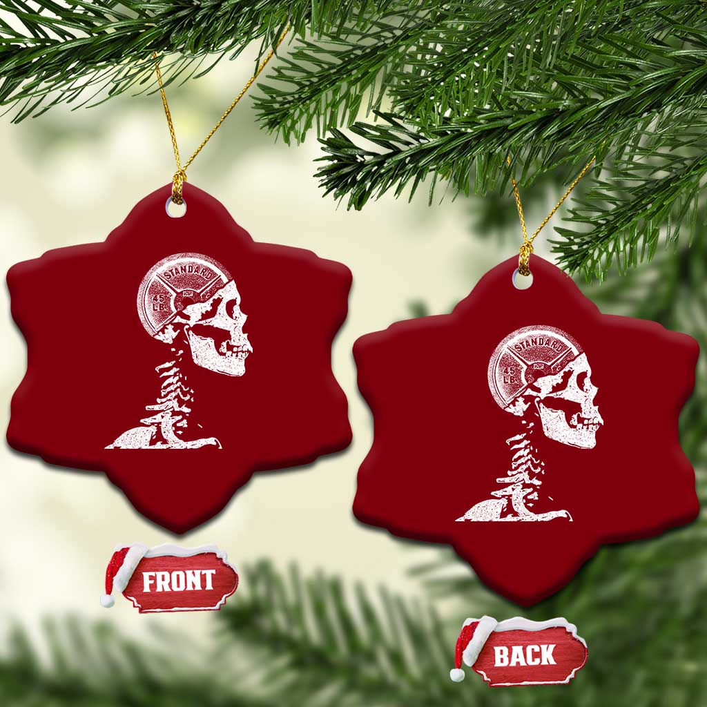 Funny Skeleton 45 lbs Plate Weight Lifting Gym Working Out Ceramic Ornament - Wonder Print Shop