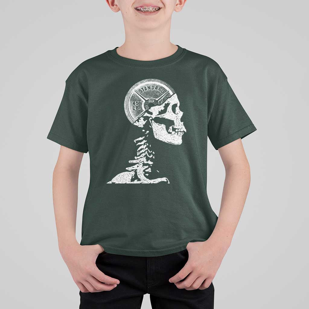 Funny Skeleton 45 lbs Plate Weight Lifting Gym Working Out T Shirt For Kid - Wonder Print Shop