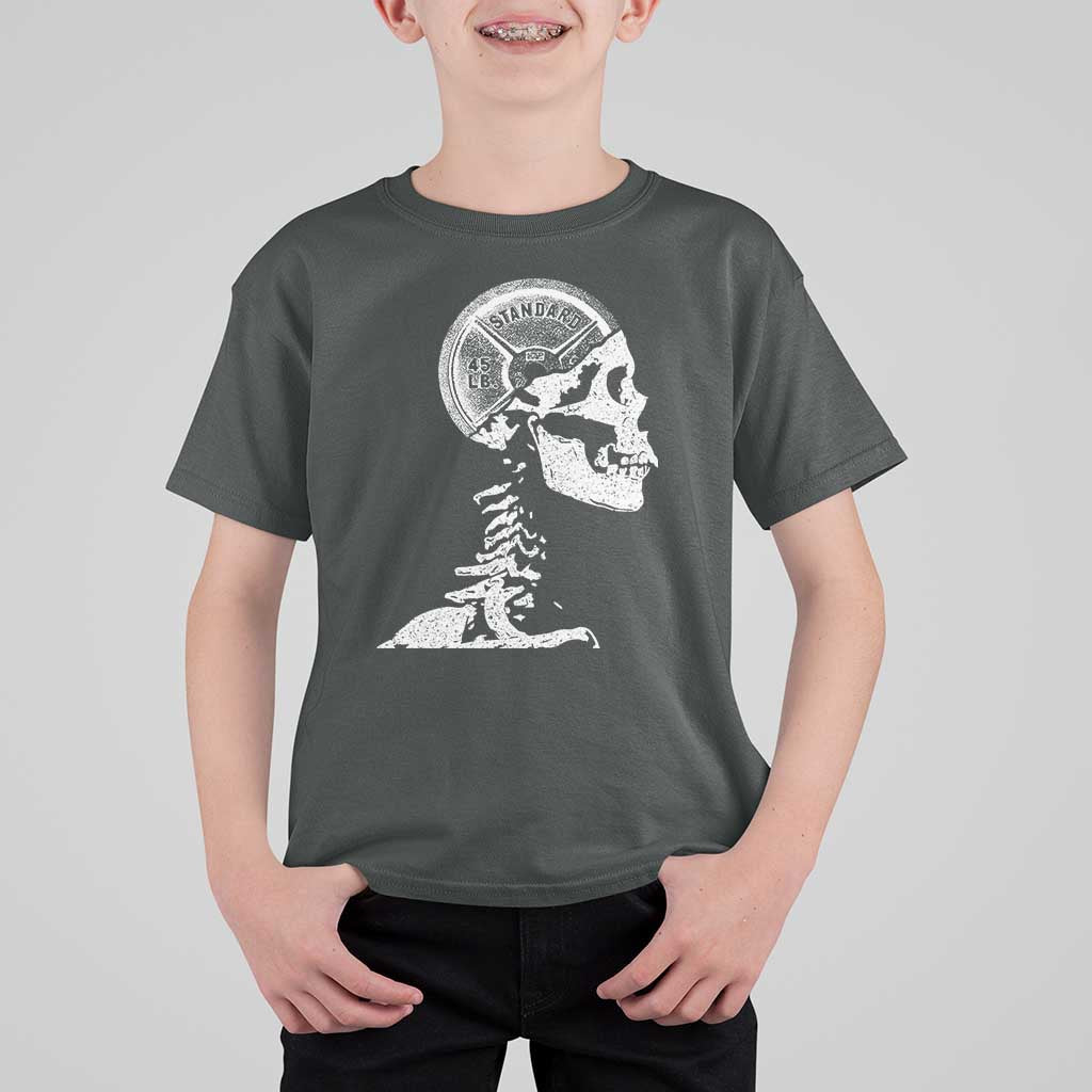 Funny Skeleton 45 lbs Plate Weight Lifting Gym Working Out T Shirt For Kid - Wonder Print Shop
