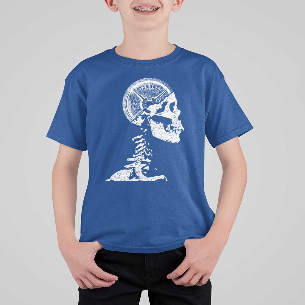 Funny Skeleton 45 lbs Plate Weight Lifting Gym Working Out T Shirt For Kid - Wonder Print Shop